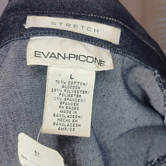 Evan Picone Dark Wash Stretch Denim Belted Jacket - Picture 8 of 8